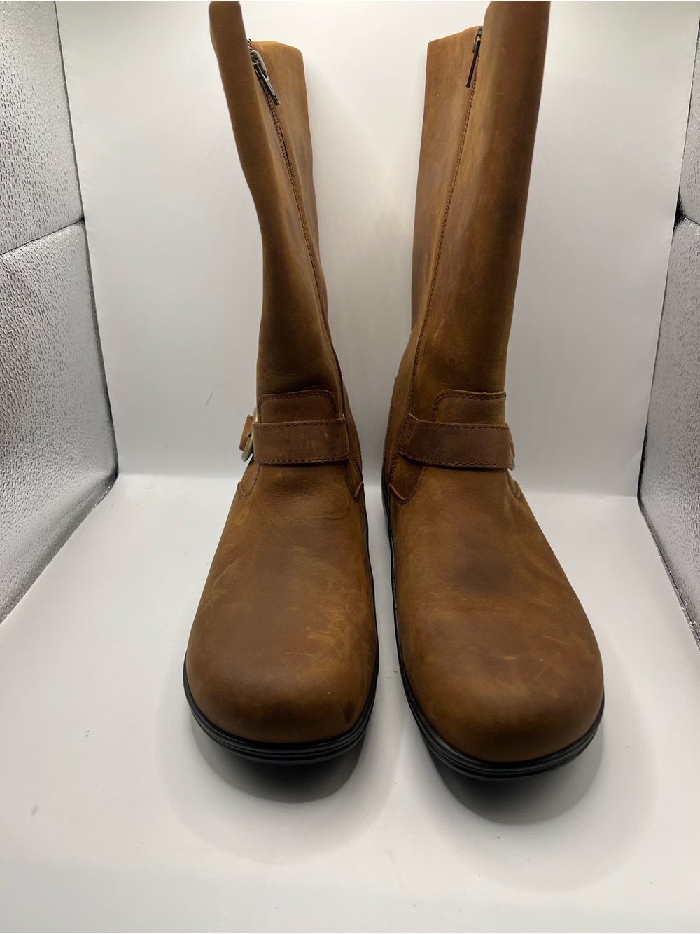 Alegria Tan Brown Mid-Calf Buckle Boots - Picture 3 of 11